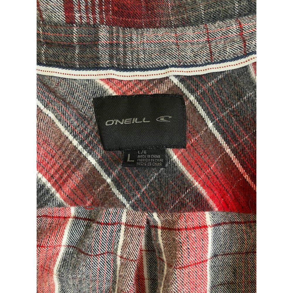 O'Neill Plaid Flannel Shirt Size L 90s Long Sleeve Grunge‎ Surf Skateboard Cali - Picture 7 of 16